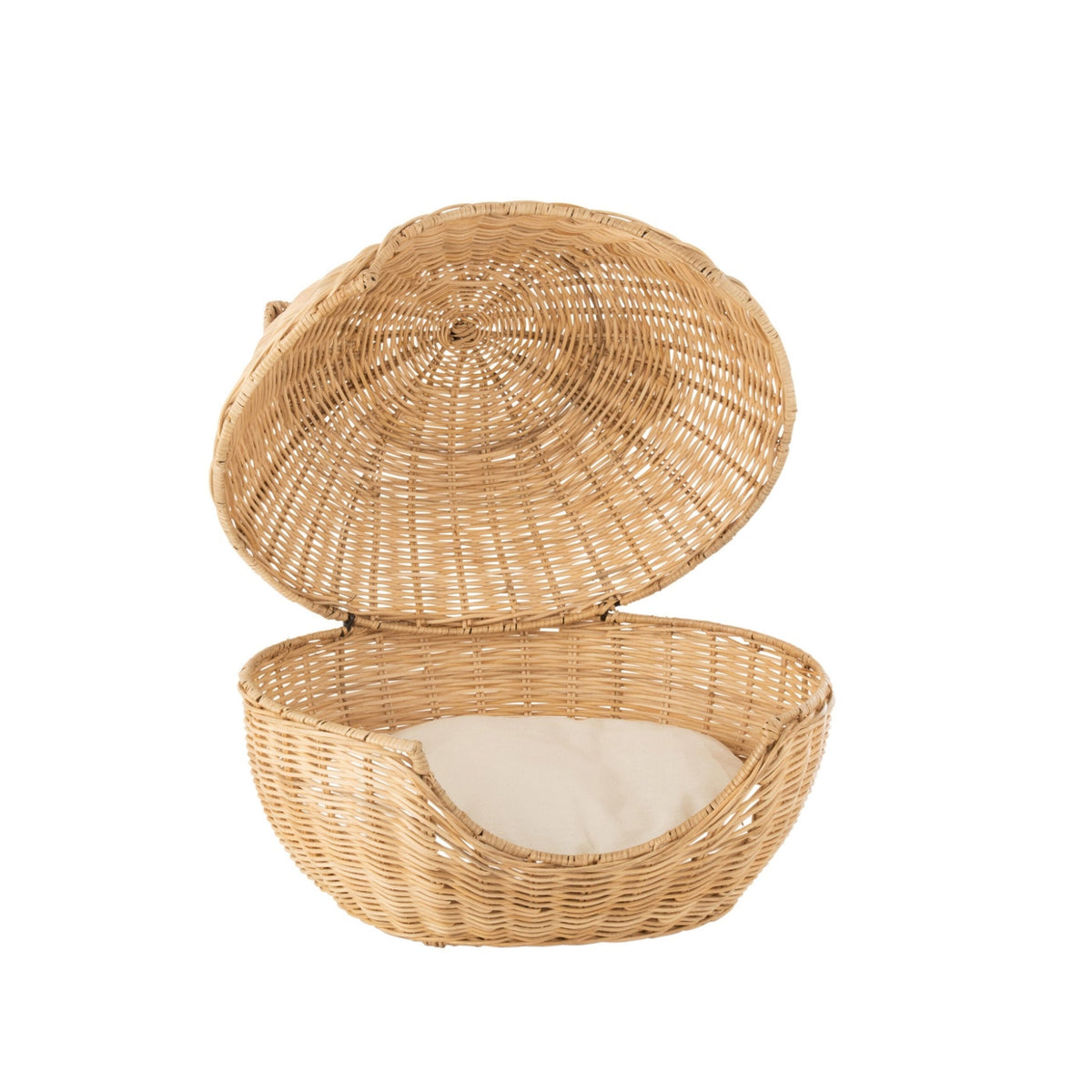 Cat Basket + Cushion Rattan Light Natural J-Line