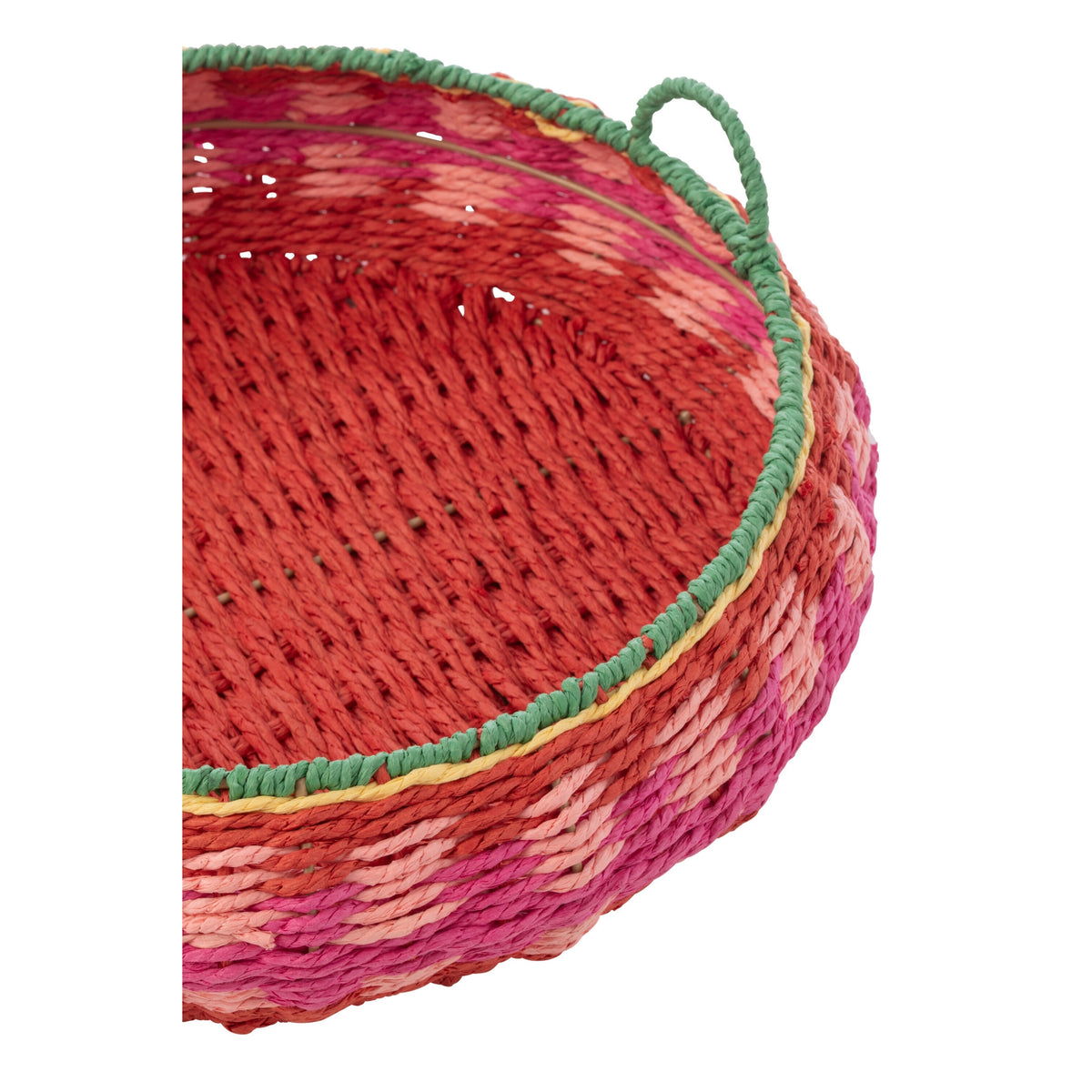 Set of 2 Decorative Round Paper Trays with Handles, Multi-Color J-Line
