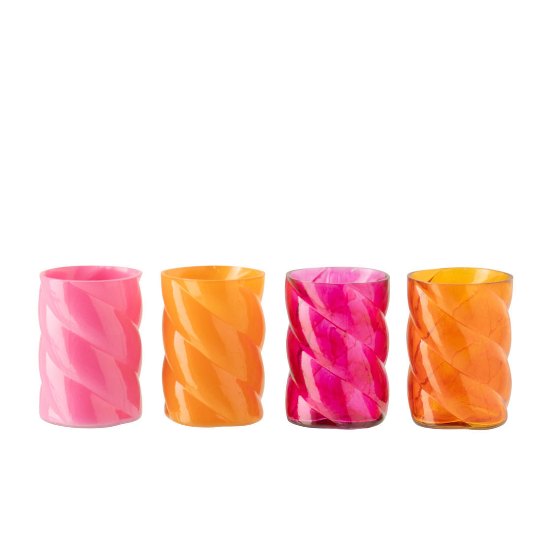 J-Line Small Assortment of 4 Orange/Pink Glass Lanterns
