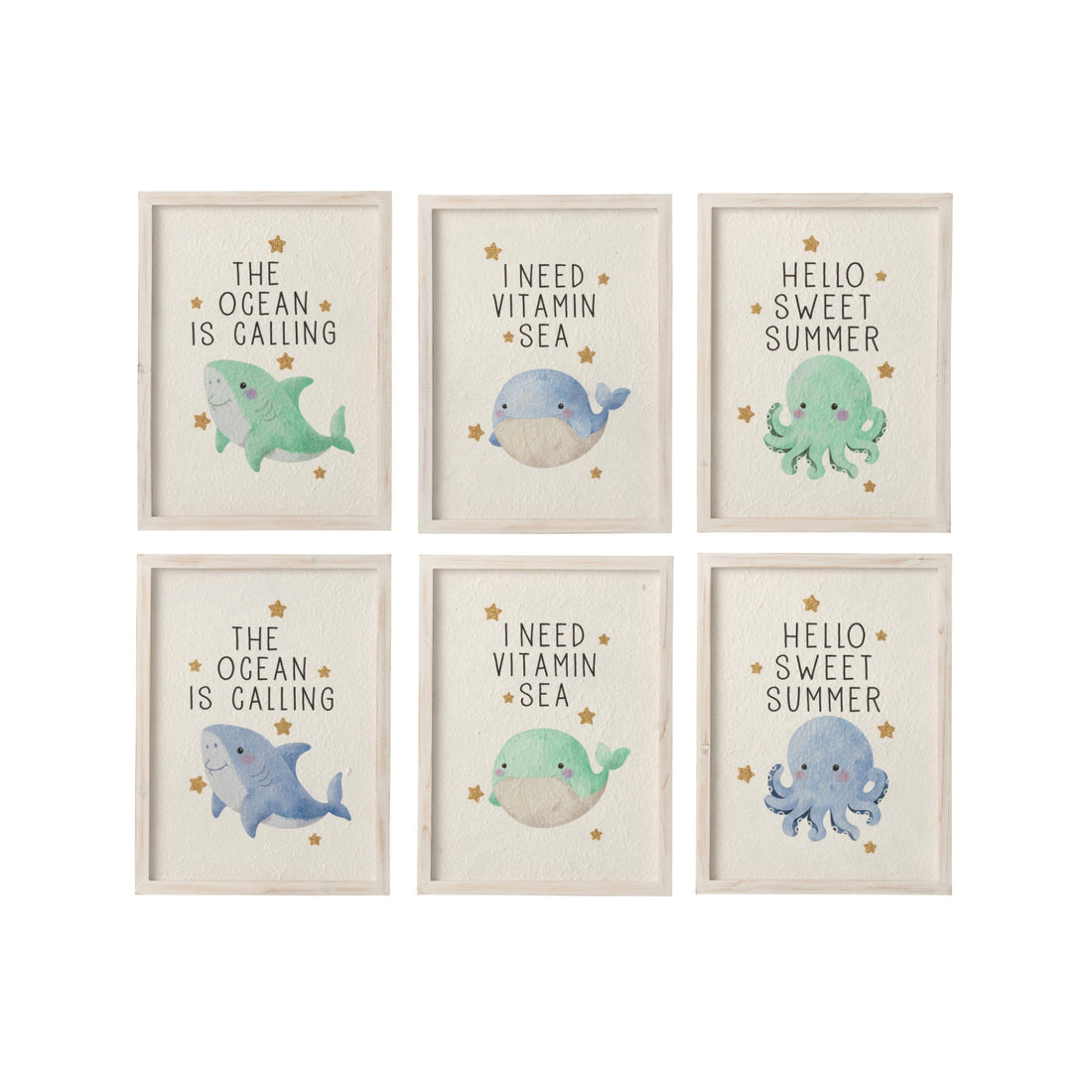 Wall Decoration Sea Animals Paper Multicolour Assorted Pack Of 6 J-Line