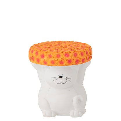 Side Table Cat Magnesium White/Orange J-Line