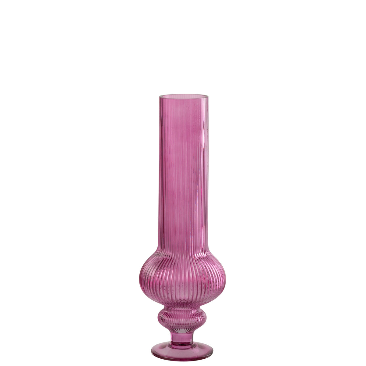 Ada Ribbed Glass Vase Fuchsia Medium J-Line