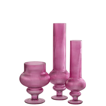 Ada Ribbed Glass Vase Fuchsia Medium J-Line