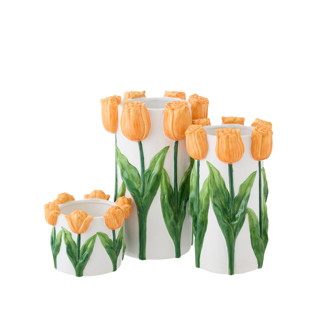 Tulip Vase Ceramic White/Orange Large J-Line