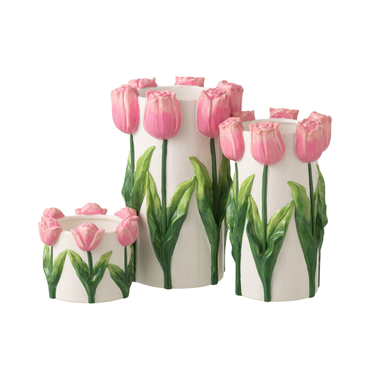 Tulip Ceramic Vase White/Light Pink Medium J-Line
