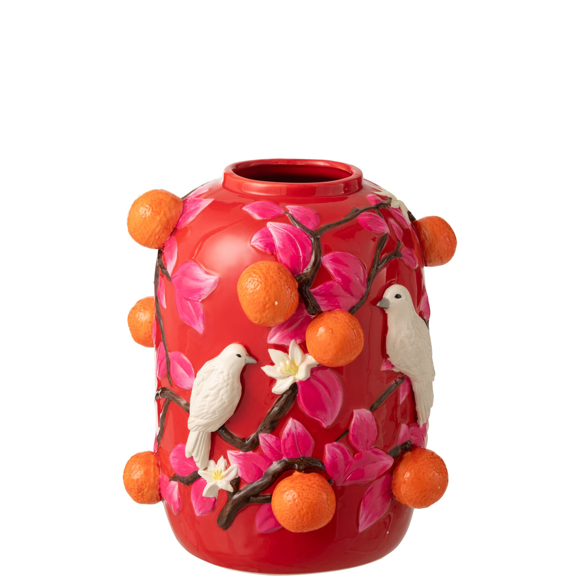 Vase Bird/Oranges Ceramic Pink/Orange Small J-Line