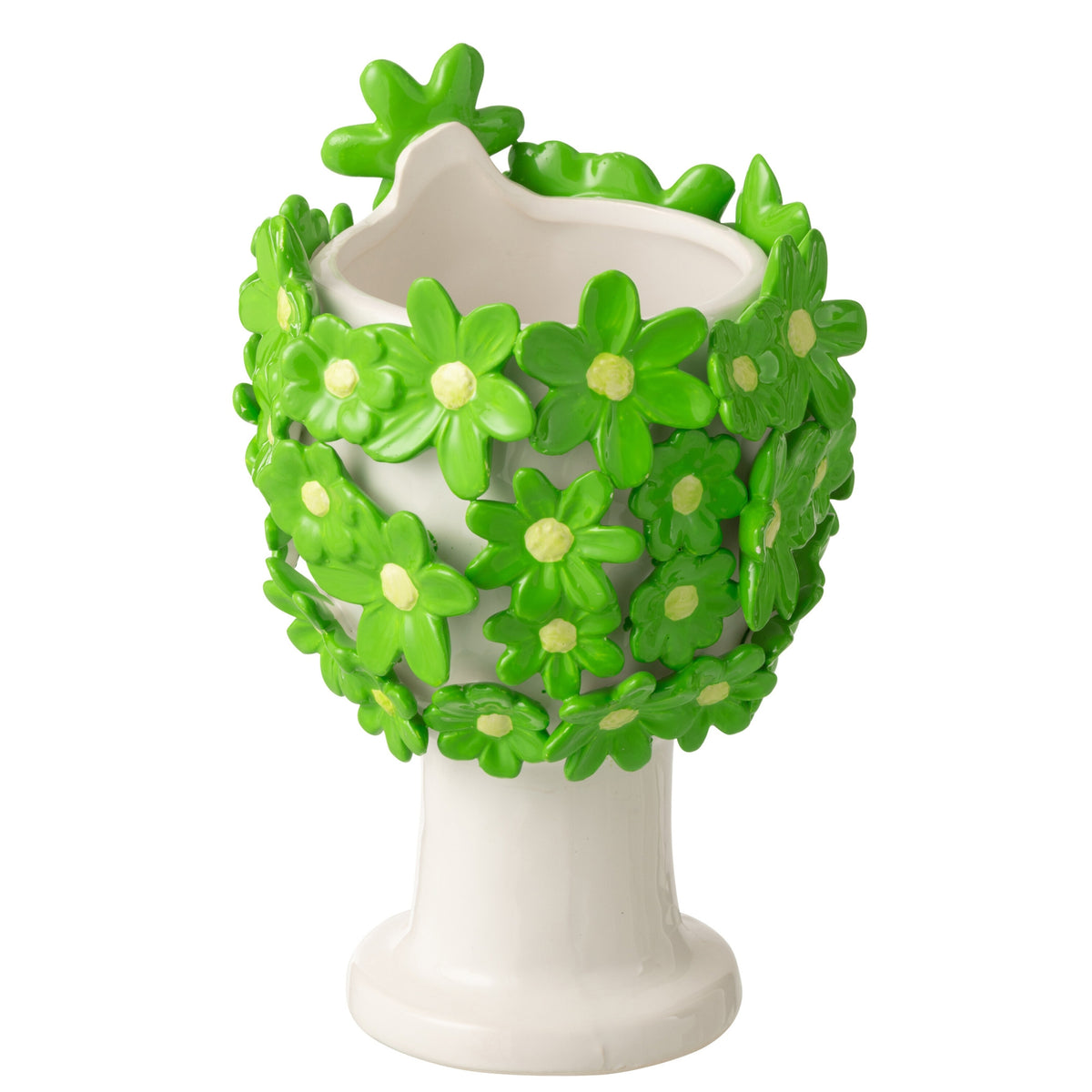 Flower Pot Lady Flowers Ceramic White/Green J-Line