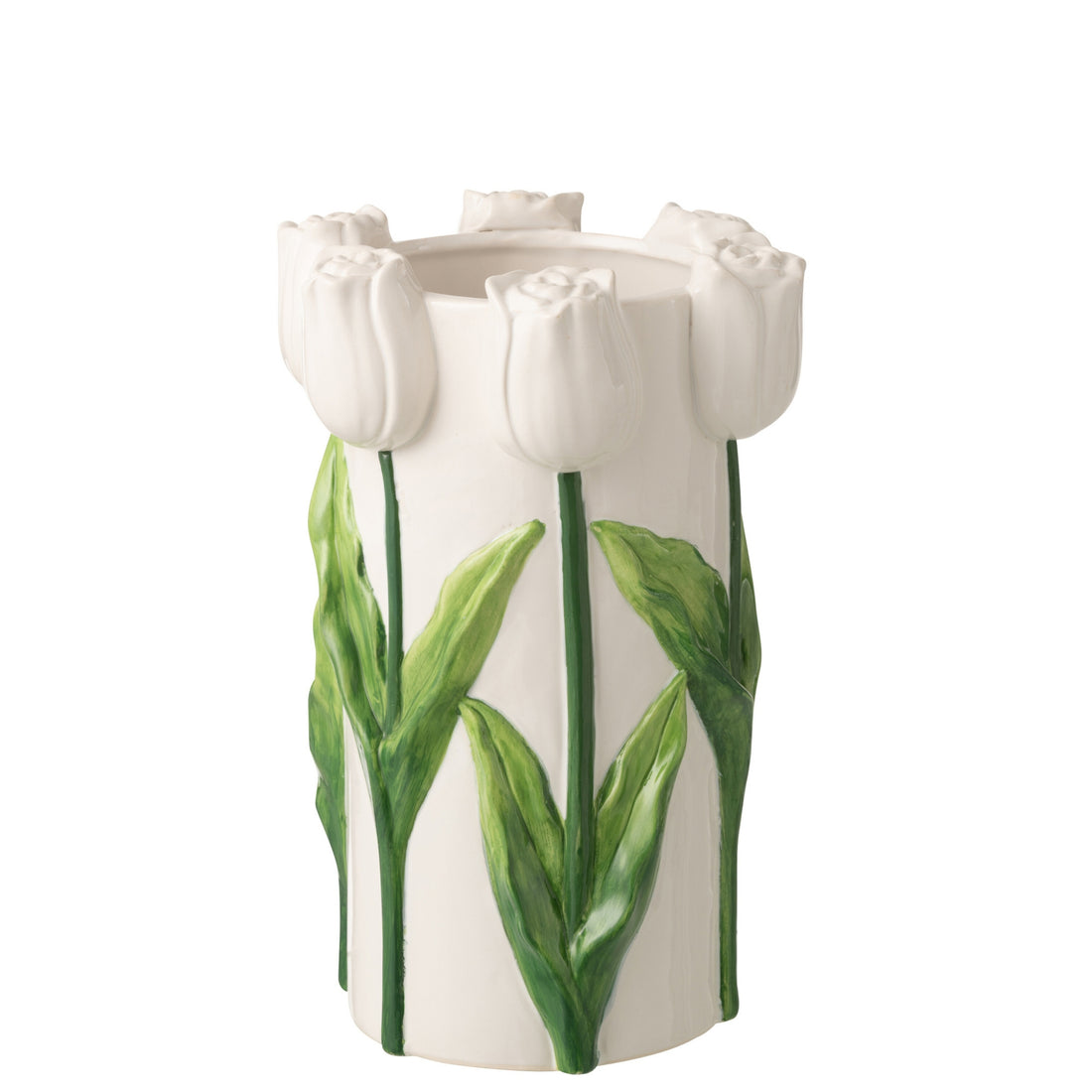 Tulip Vase Ceramic White/Green Large J-Line