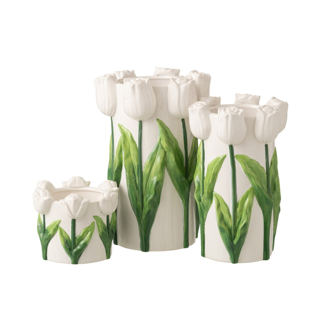 Tulip Vase Ceramic White/Green Large J-Line