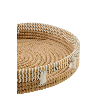 Set of 2 Decorative Natural/White Rattan Trays J-Line