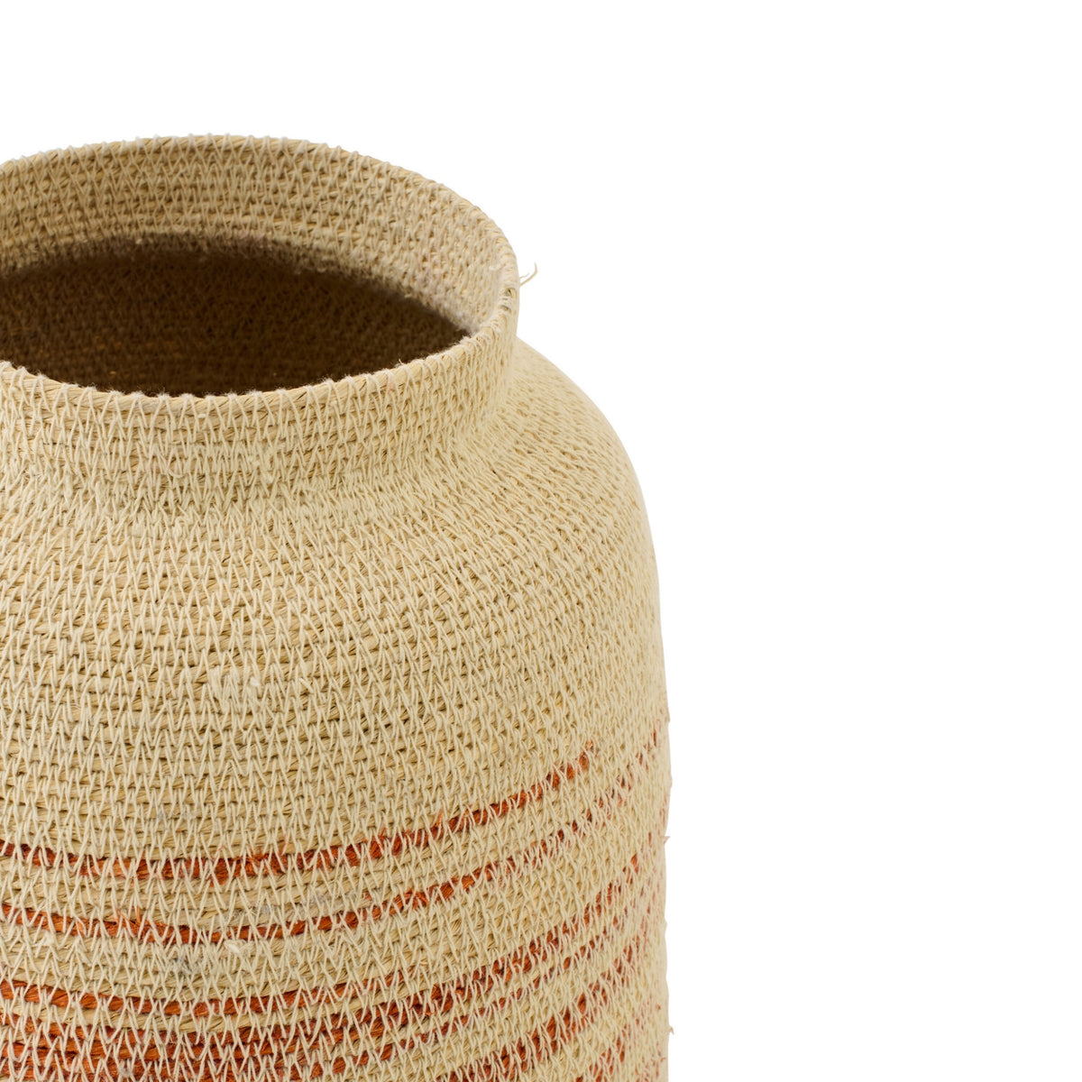 Striped Seagrass Basket Natural/Dark Orange J-Line