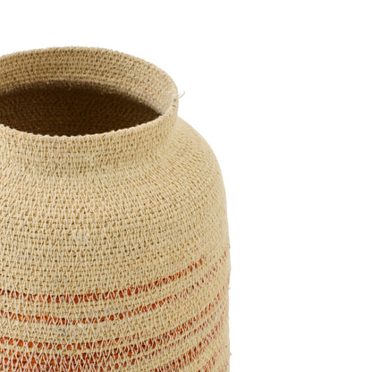 Striped Seagrass Basket Natural/Dark Orange J-Line