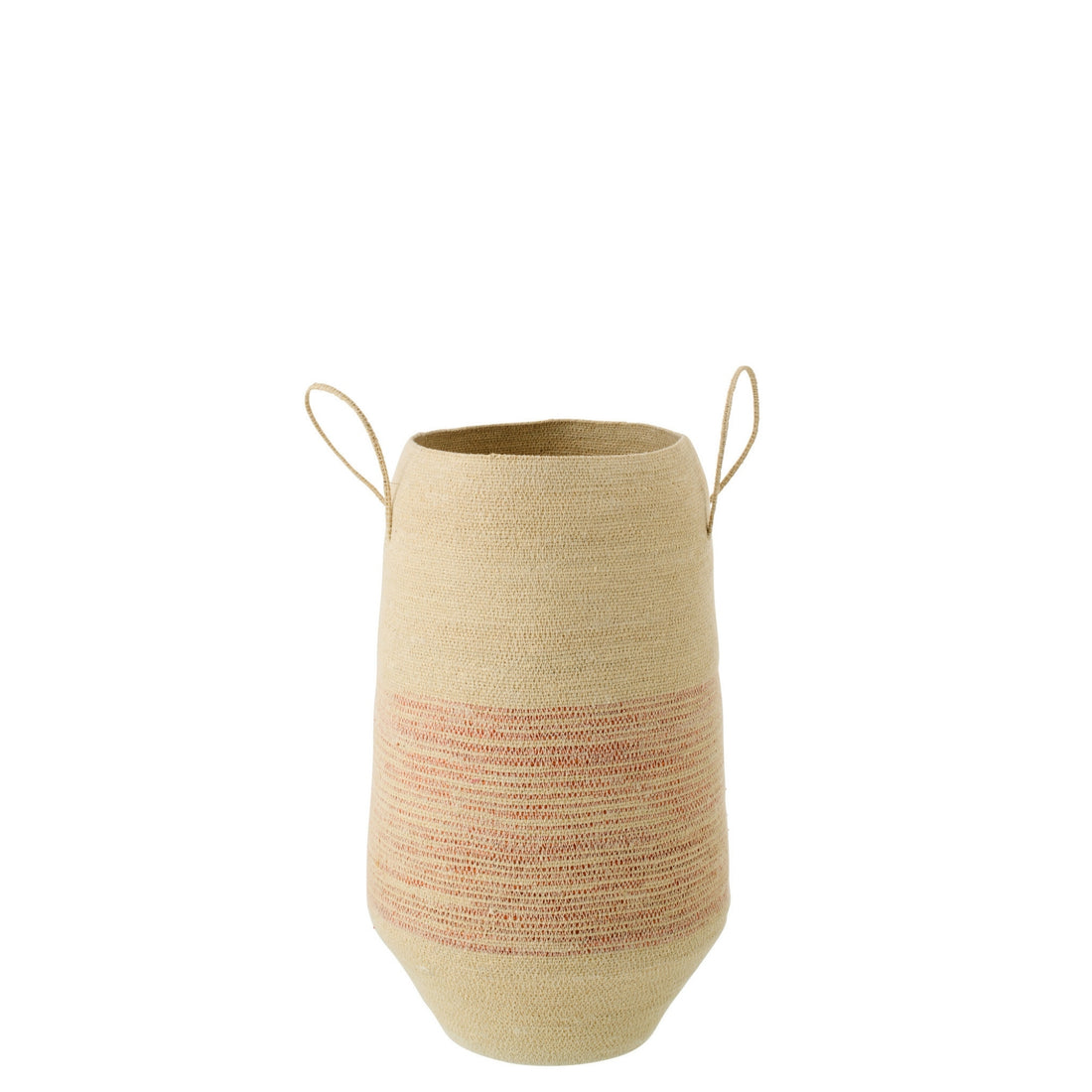 Basket With Handle Striped Seagrass Natural/Dark Orange J-Line