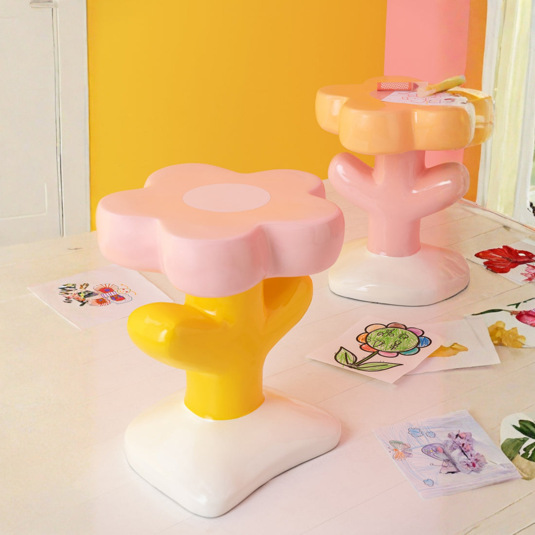 Side Table Flower Ella Fiberglass Multi J-Line