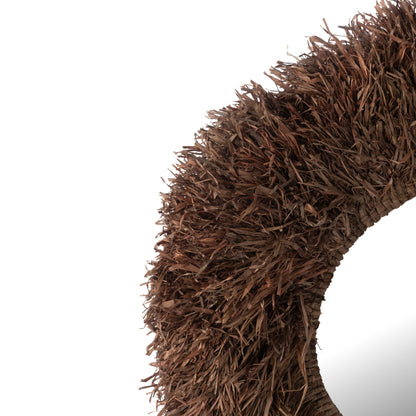 Round Wall Mirror Sisal Dark Brown J-Line