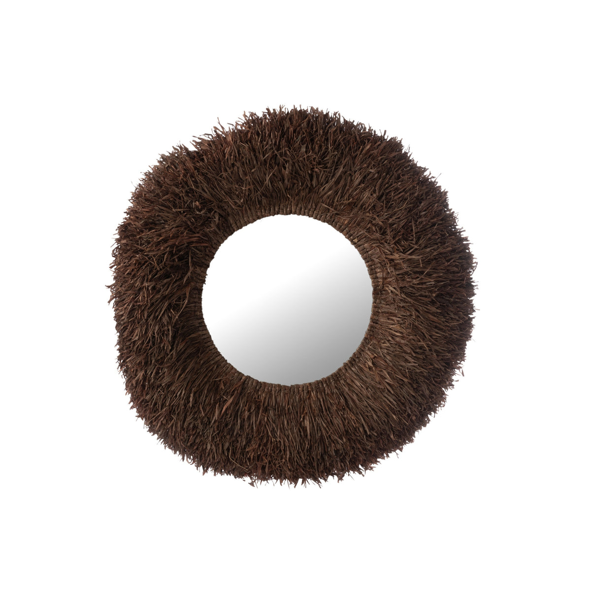 Round Wall Mirror Sisal Dark Brown J-Line