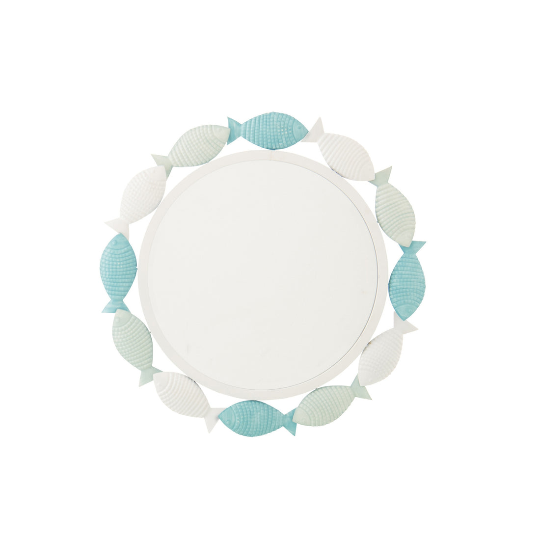 Wall Mirror Fish Iron Light Blue/White J-Line