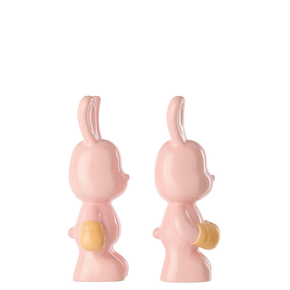 J-Line Set of 2 Rabbit Ray Boxing Polyresin Light Pink/Apricot