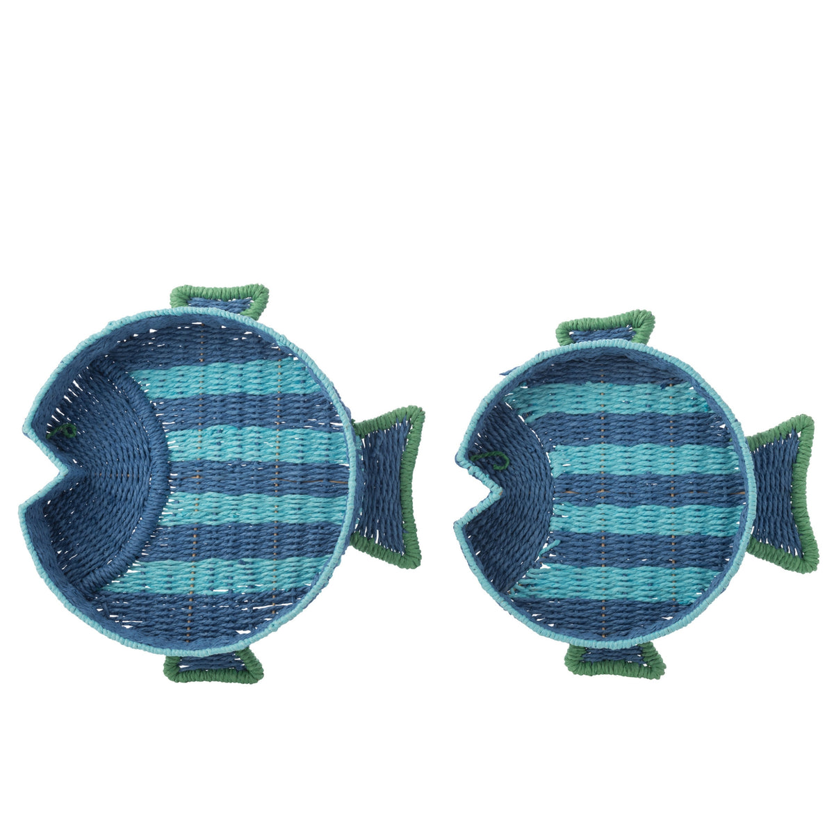 Decorative Fish Tray Striped Paper Dark Blue/Emerald Green Set of 2 J-Line