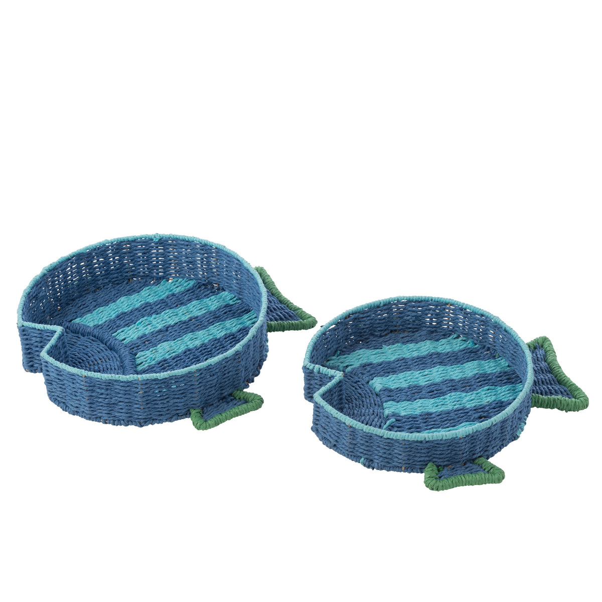 Decorative Fish Tray Striped Paper Dark Blue/Emerald Green Set of 2 J-Line