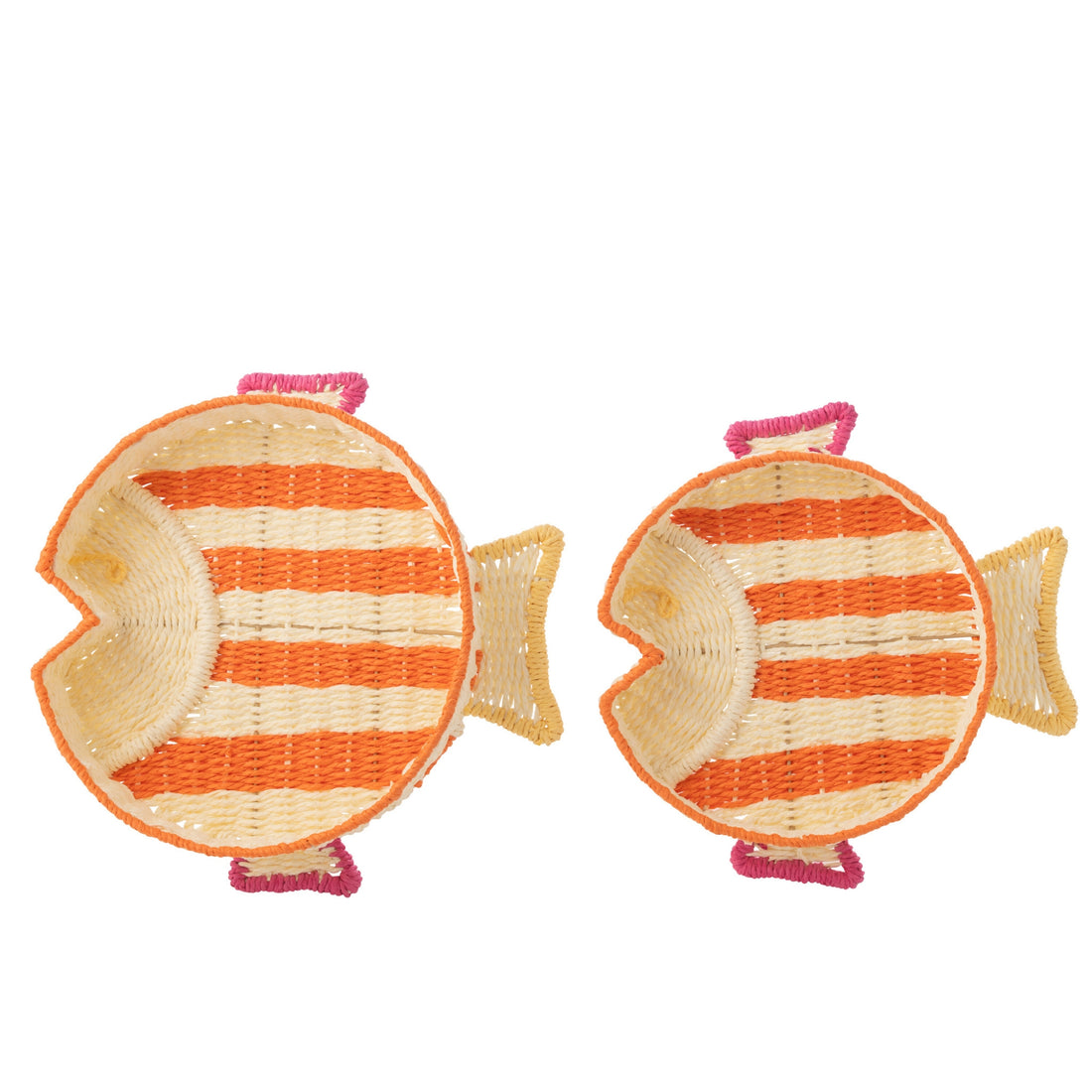 Decorative Tray Fish Striped Paper Multi Set of 2 J-Line