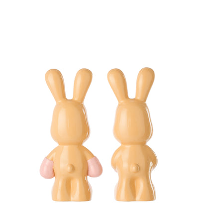 June Bunny Boxing Polyresin Apricot/Light Pink Assortment Of 2 J-Line