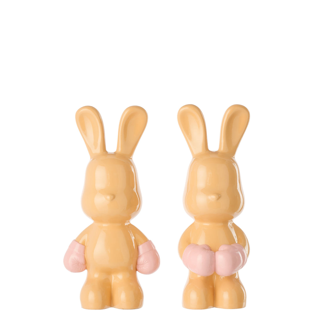 June Bunny Boxing Polyresin Apricot/Light Pink Assortment Of 2 J-Line