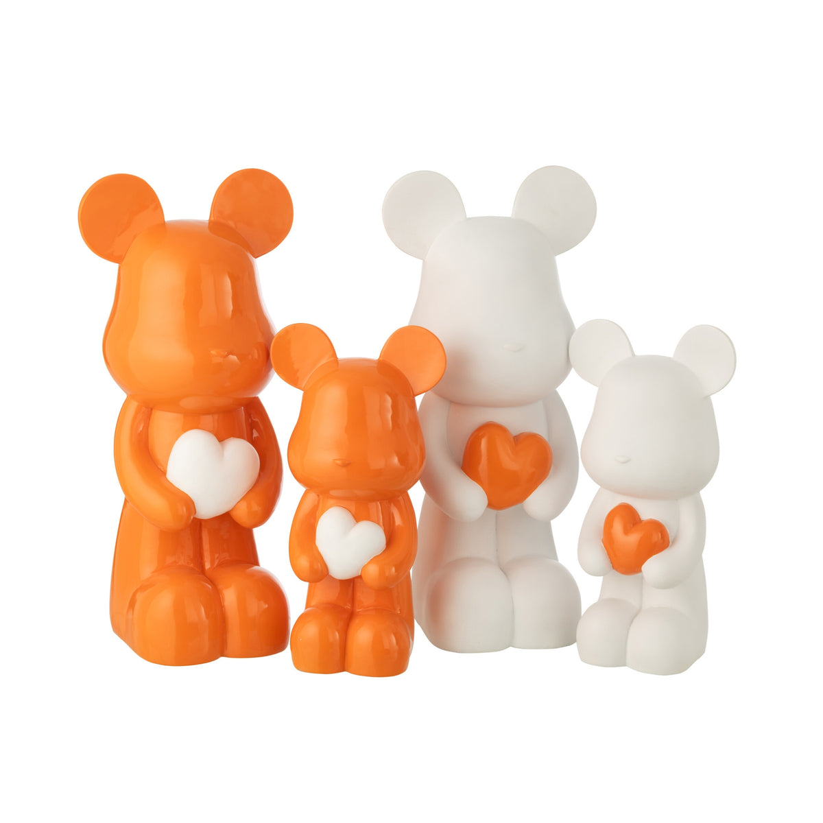 Bear Heart Polyresin White/Dark Orange Large Assortment By J-Line