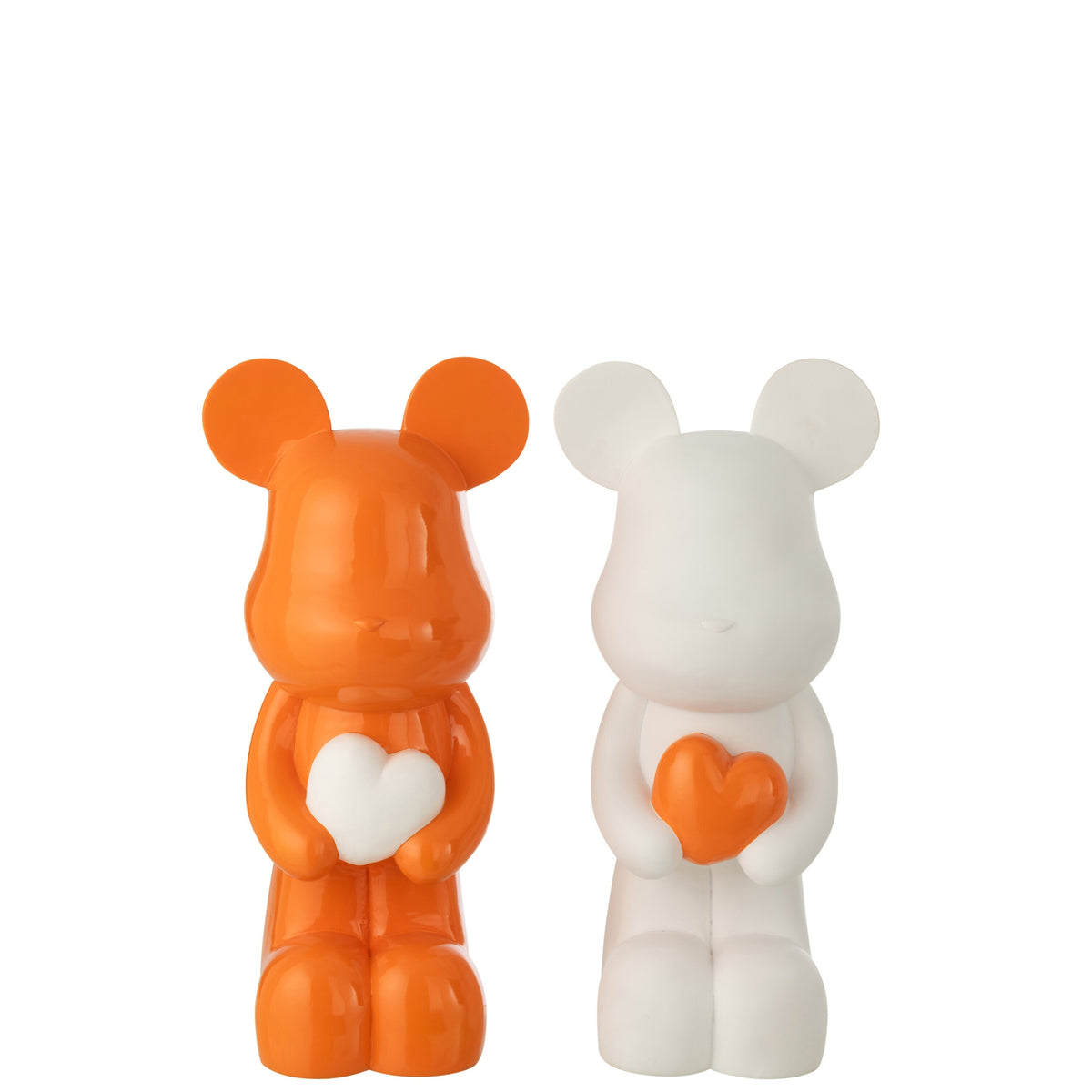 Bear Heart Polyresin White/Dark Orange Large Assortment By J-Line