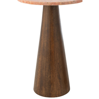 Set of 2 Round Marble Side Tables Terracotta/Dark Brown J-Line