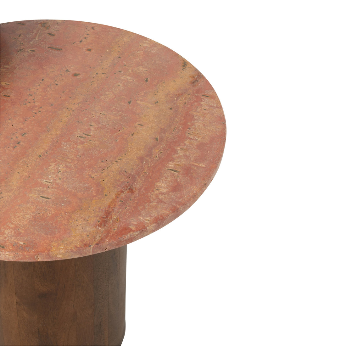 Side Table Round Marble Terracotta/Dark Brown set of 2 J-Line