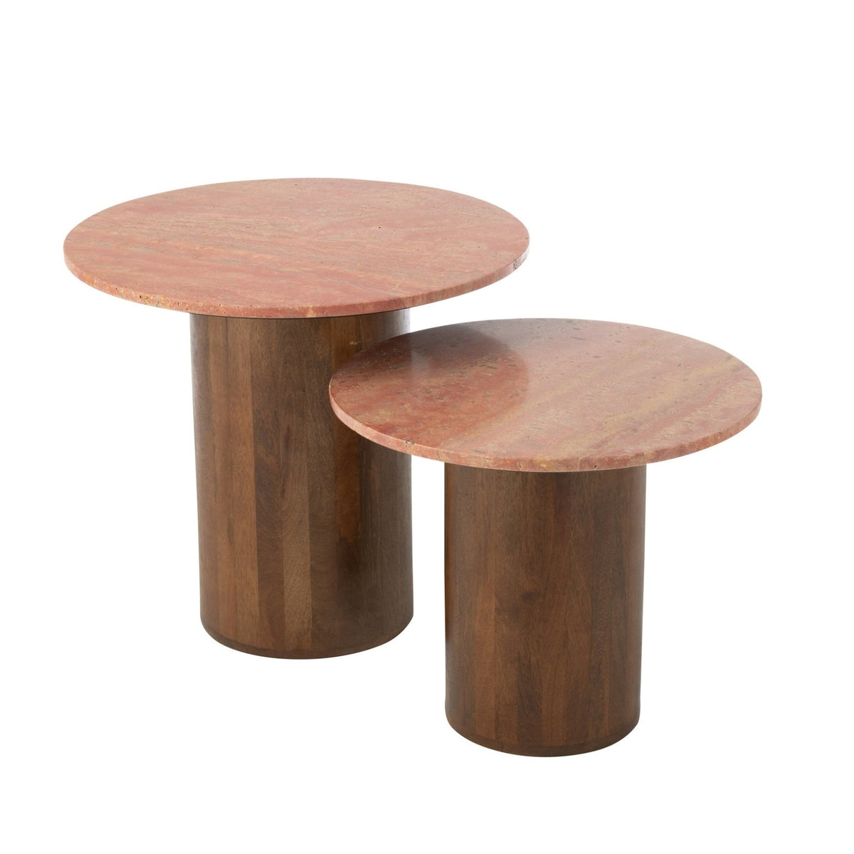 Side Table Round Marble Terracotta/Dark Brown set of 2 J-Line