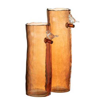 Long Bird Vase - Glass - Orange - Large - 32 cm High J-Line