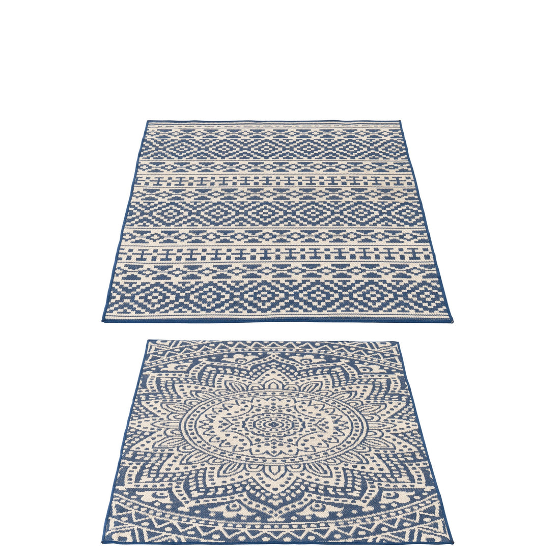 Outdoor Rug Mosaic Polypropylene Dark Blue/White Assorted By J-Line