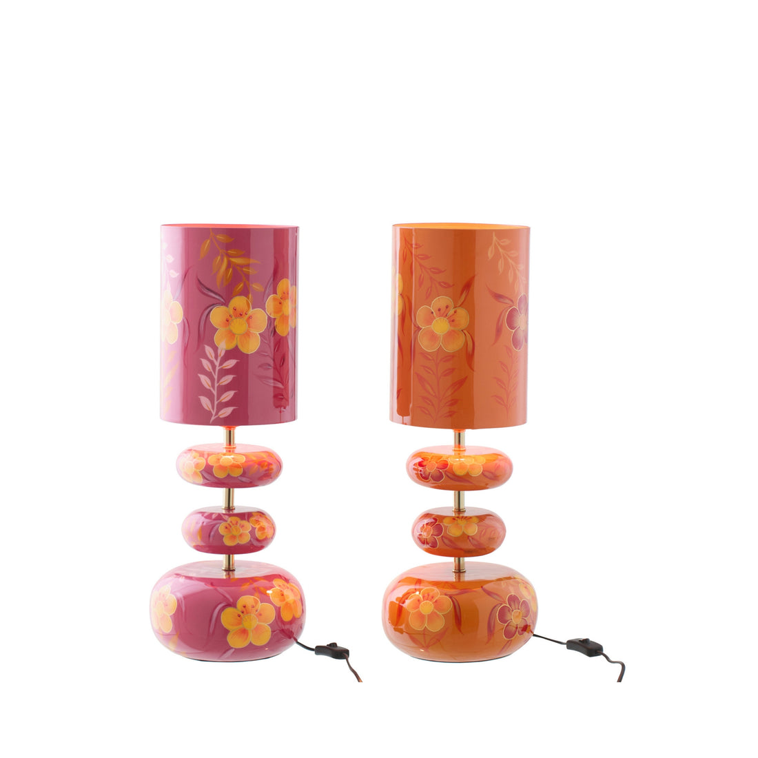 Lamp Flowers Metal Pink/Orange Assorted By J-Line
