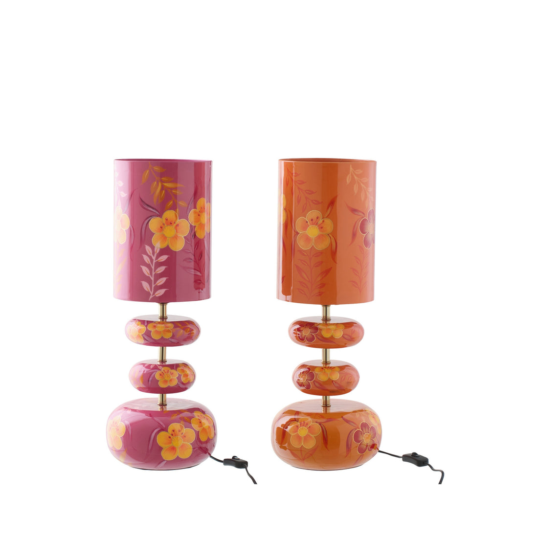Lamp Flowers Metal Pink/Orange Assorted By J-Line