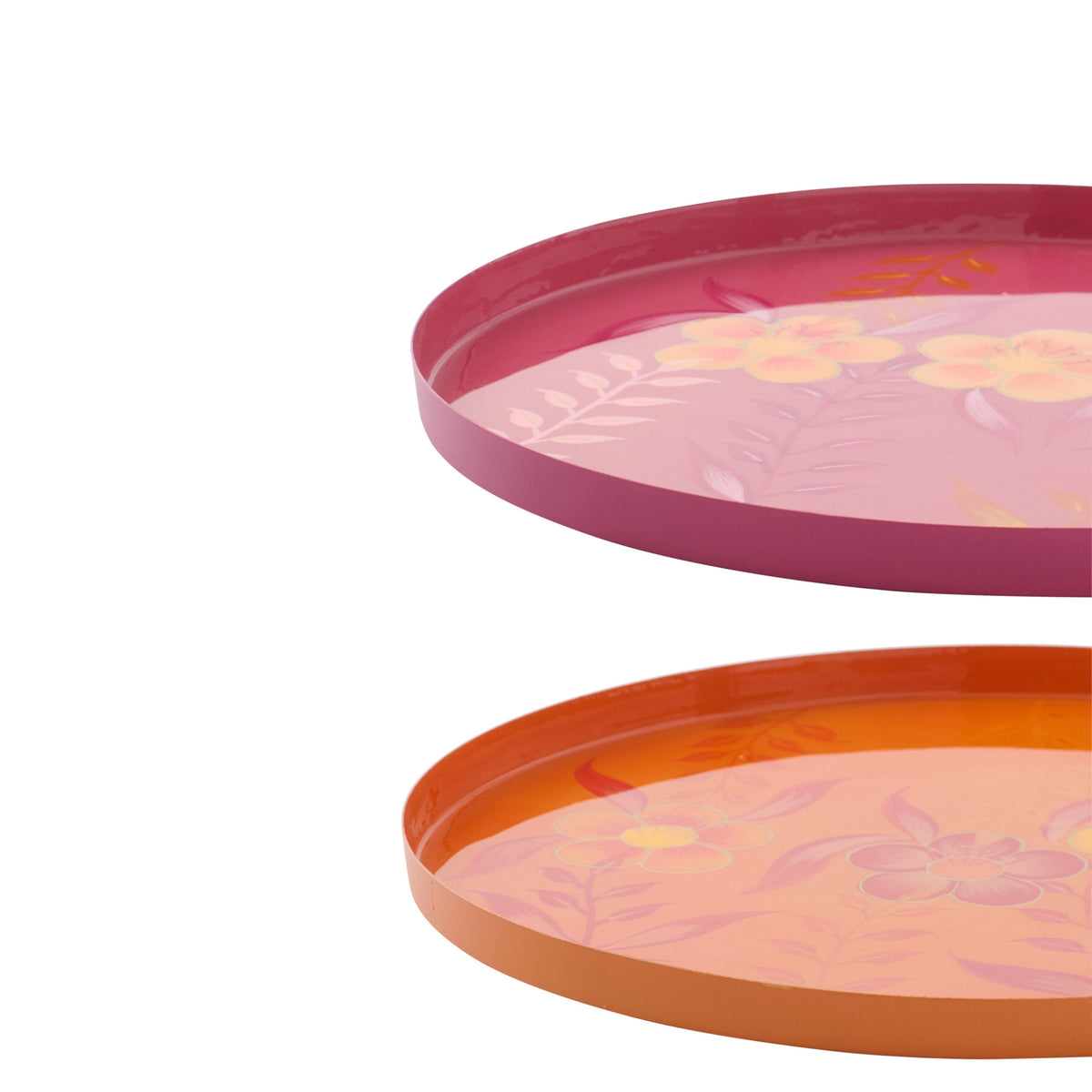 Decorative Metal Flower Tray Pink/Orange Assorted By J-Line
