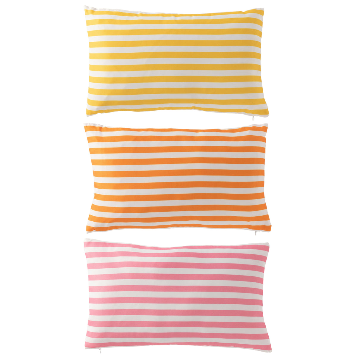 J-Line Assorted Multi-Colored Striped Rectangular Outdoor Polyester Cushion, Set of 3