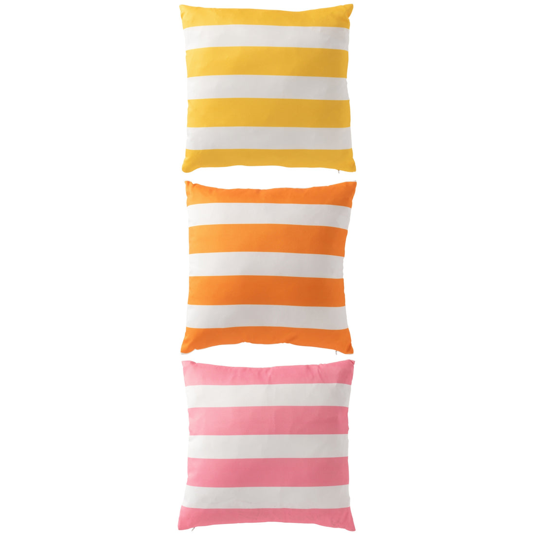 J-Line Assorted Multi-Colored Striped Square Outdoor Polyester Cushion, 3