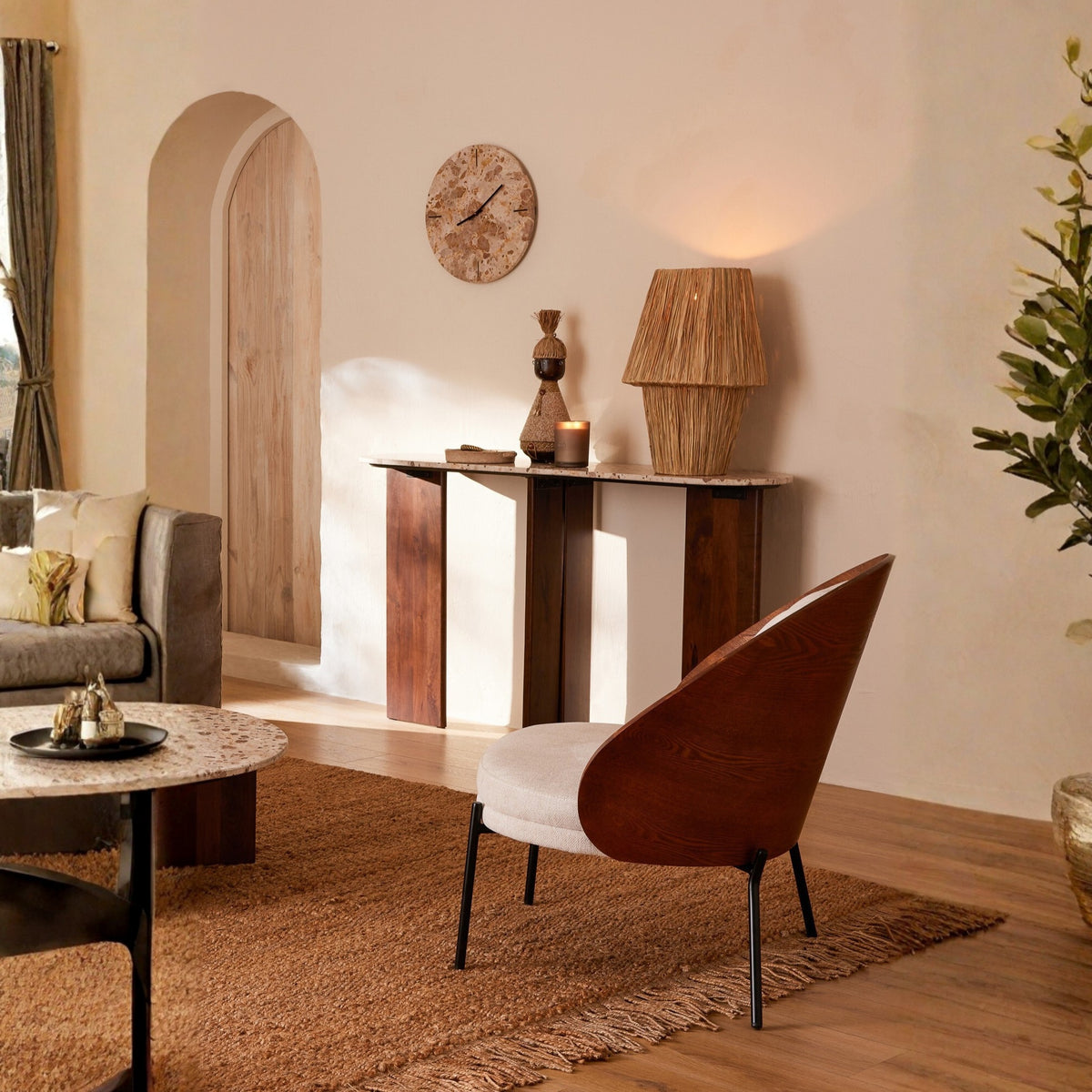 Side Table Mathilde Natural Marble/Beige J-Line