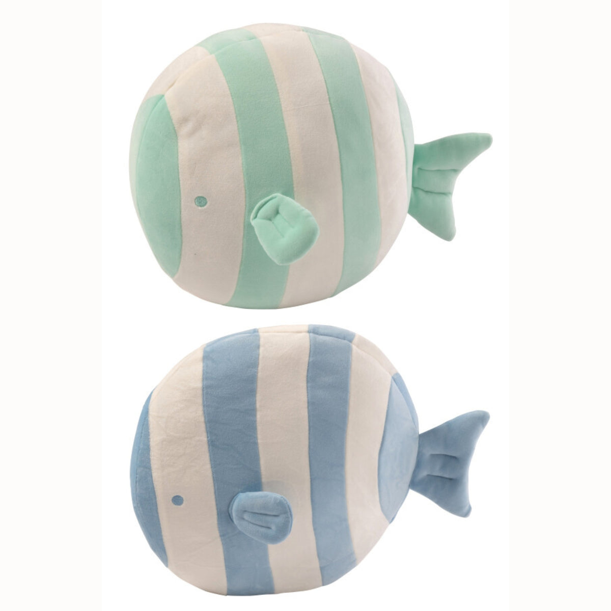 Striped Fish Polyester Light Blue/Mint Green Assortment Of 2 J-Line
