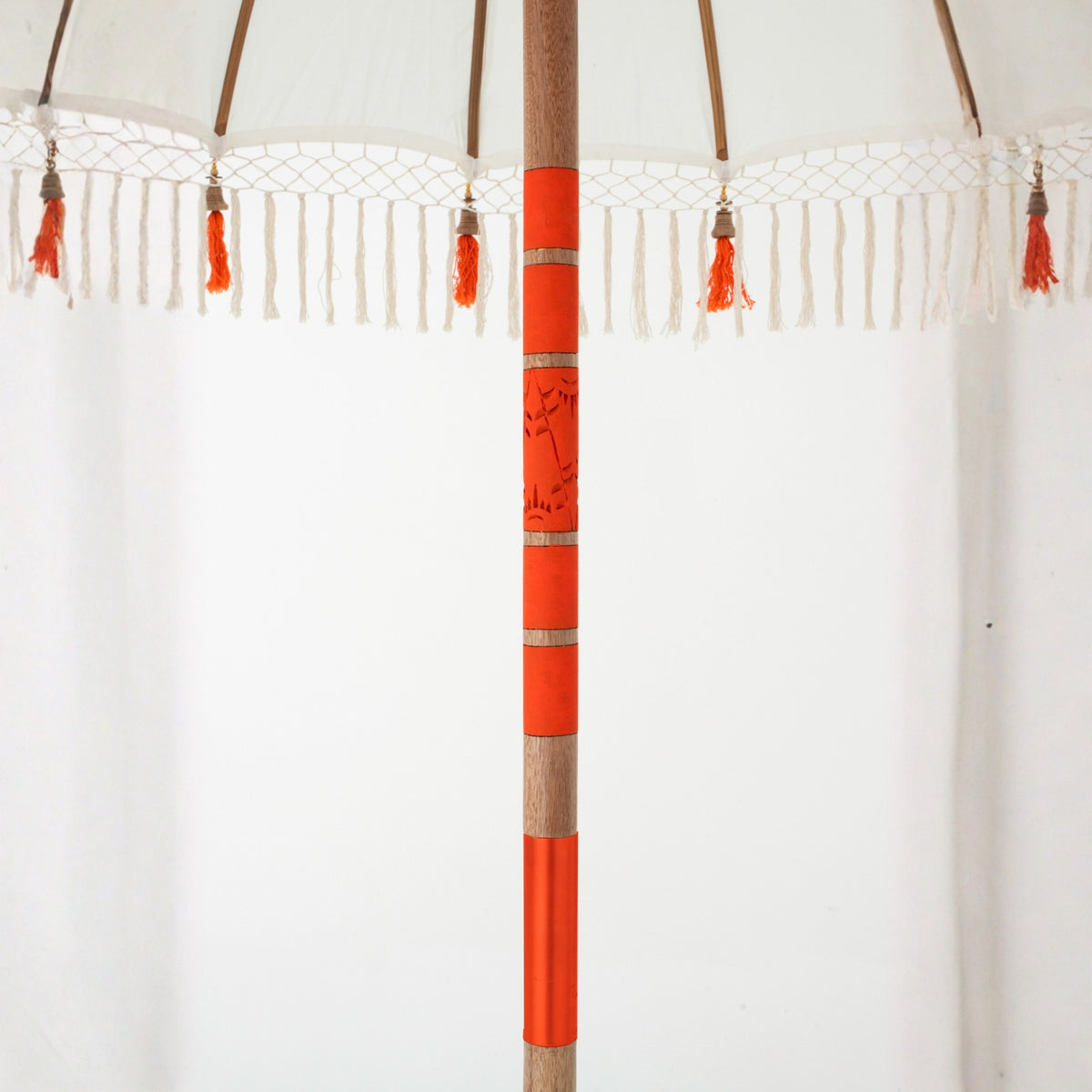 Flavie Wood/Cotton Ecru/Orange J-Line Parasol