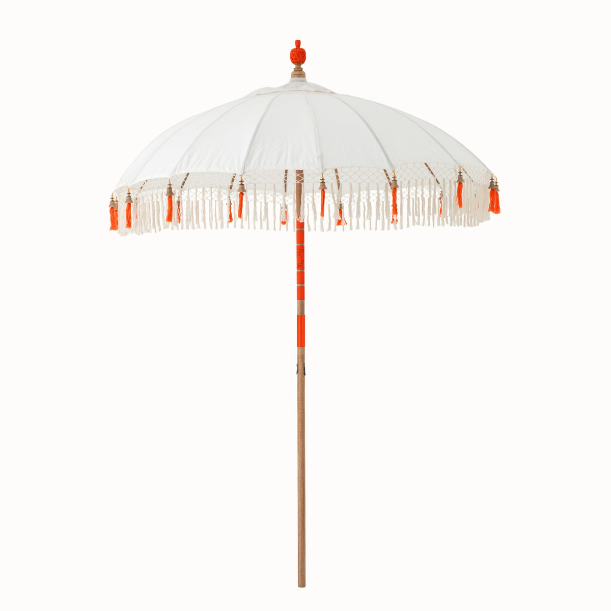 Flavie Wood/Cotton Ecru/Orange J-Line Parasol
