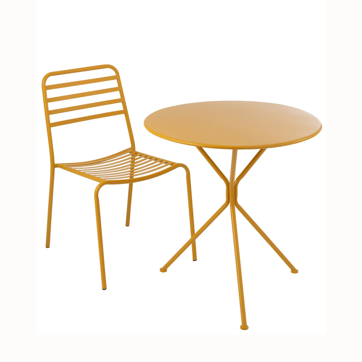Garden Table Tripod Round Metal Ochre Yellow Large J-Line