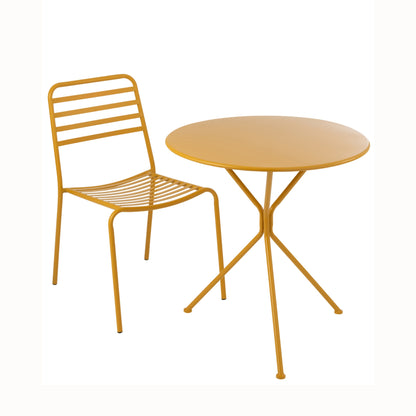 Garden Table Tripod Round Metal Ochre Yellow Large J-Line