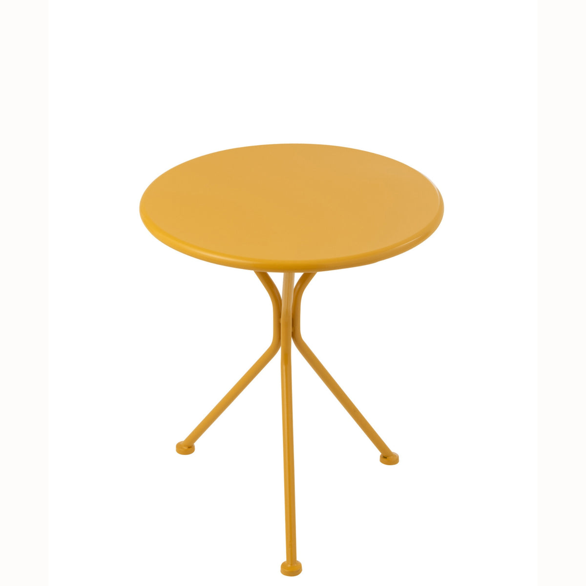 Garden Table Tripod Round Metal Ochre Yellow Small J-Line