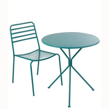 Garden Table Tripod Round Metal Turquoise Large J-Line