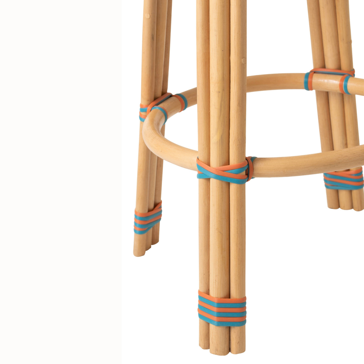 Outdoor Bar Stool Geo Round Rattan Orange/Turquoise J-Line
