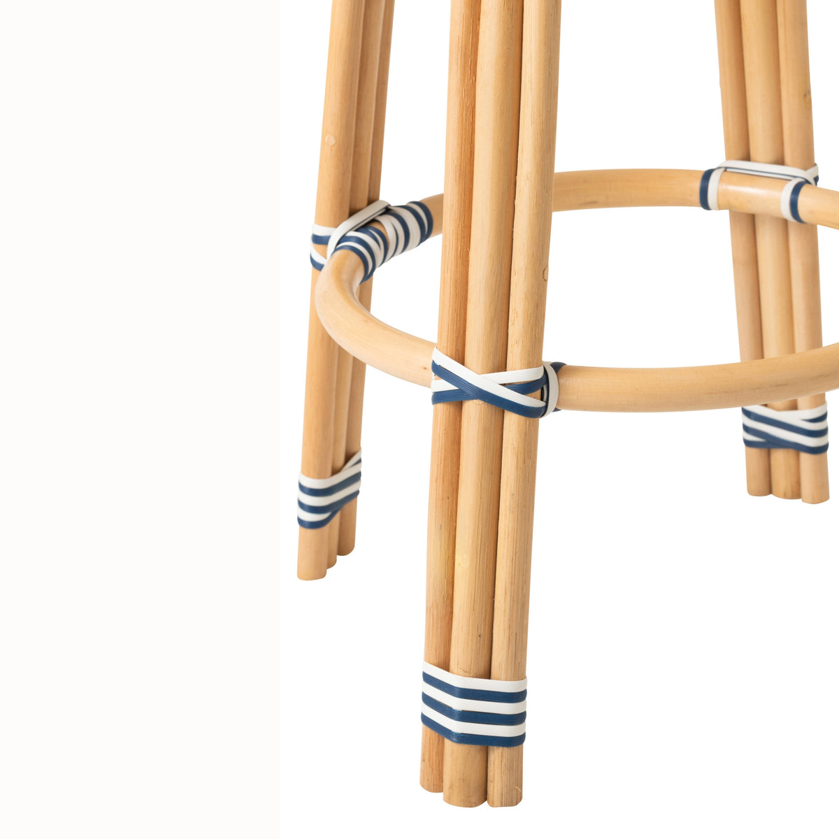 Outdoor Bar Stool Geo Round Rattan Blue/White J-Line