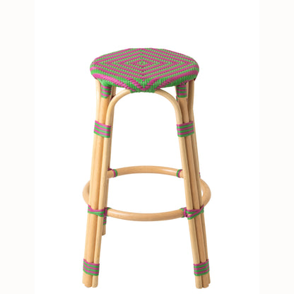 Outdoor Bar Stool Geo Round Rattan Pink/Green J-Line